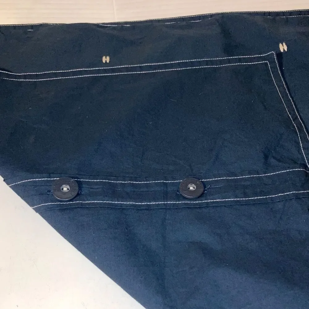 WEST ELM Navy Blue White Embroidered Stitching Nautical Pillow Sham Standard